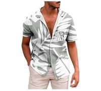 Men's Linen Shirts Short Sleeve Casual Cotton Button Down Henley Shirt Summer Beach Tops Regular Fit Music tee Shirts for Men red Polo Shirt Men Gym Tank top Men 5XL (Grey, L)