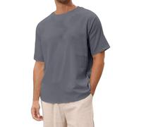 Men's Linen Short Sleeve T-Shirts - Top Plus Size Solid Color Top Casual Top Refreshing Blouse Comfortable Fit Everyday Tunic Baggy Breathable