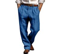 Mens Linen Trousers Casual Cotton Trouser Summer Beach Solid Color Casual Pants For Men Loose Athletic Jogger Pants Summer Lightweight Sweatpants Breathable Regular Fit Trousers With Pocket