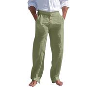 Mens Linen Trousers, Linen Pants Mens Button Up Fashion Solid Color Smart Trousers With Side Pockets Breathable Straight Leg Pants With Button Casual Loose Fit Long Bottoms Comfy Workout Outfit