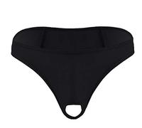 Mens Lingerie Front Bikini Underpants Thong G-string Hole Underwear Micro Lingerie Set with Choker Black