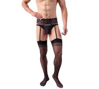 Mens Lingerie Garter Belt Stocking Fishnet Thigh High Tights Suspender Pantyhose