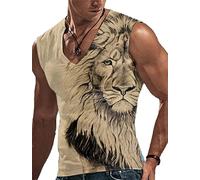 Men's Lion 3D Printed Tank Tops Funny Graphic Sleeveless Summer Sports Vest Gym Workout T-Shirt