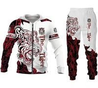 Men's Lion Wolf 3D Printed Hoodie Trousers Suit Men's Autumn Leisure Tracksuit Animals Jogging Suit, Fwolf -4, S