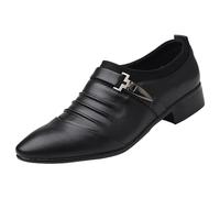 Men's Loafers Business Formal Dress Shoes Casual Slip-Resistant Rubber Sole Loafers Breathable Pointed Toe for Soft Comfortable Slip On Driving Business Shoes Black