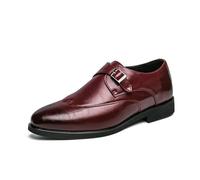Men's Loafers Fashion Classic Monk Strap Low Top Slip on Dress Oxford Business Casual Office Wedding Formal Shoes,Red,7.5 UK
