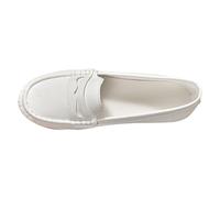 Men's Loafers Flat Slip-on Driving Shoes Breathable Casual Moccasin Shoes Casual Lightweight Wide Fit Ladies Flat Shoes Soft Sole Comfortable F aux Leather (White, 4.5)