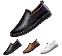 Mens Loafers Leather Shoes Summer Casual Driving Shoes Trend Breathable Fashion Comfy Slip-On Walking Flats Formal Business Dress Shoe dad Gifts Footwear UK 5.5 Black