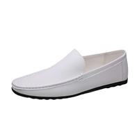 Men's Loafers & Moccasins, Slip-On Low Heel Oxfords Shoes, Classic Business Leather Shoes, Super Comfy Lightweight Walking Shoes, Breathable Flat Casual Work Shoes Slouch Versatile White