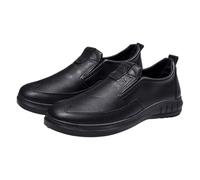 Mens Loafers Orthopedic Leather Flat Formal Dress Shoes Men Casual Slip on Platform Driving Business Boat Trainers Comfort Wide Fit Arch Support Suits Party Loafer Footwear (Black, 6.5)