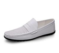 Mens Loafers Penny Loafers Breathable Simple Vegan Leather Comfortable Flat Heel Anti-Slip Walking Slip-ons(White,6.5 UK)