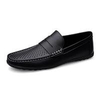 Mens Loafers Penny Loafers Breathable Simple Vegan Leather Comfortable Flat Heel Anti-Slip Walking Slip-ons(Black,6.5 UK)