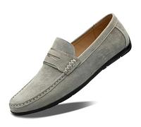 Men's Loafers Round Toe Suede Vamp Penny Loafers Flexible Anti-Slip Slip Resistant Party Slip-on(Sandy,8 UK)