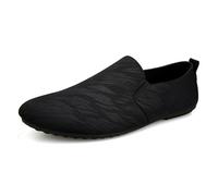Mens Loafers Shoe Round Toe Vegan Leather Two Tone Loafer Shoes Flexible Slip Resistant Lightweight Wedding Outdoor Slip-on(Black,6.5 UK)