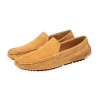 Mens Loafers Shoes, Casual Comfortable Formal Footwear Handmade Boat Shoes Lightweight Slip-On Driving Shoe Non-Slip Flat Bottom Sneaker Solid Color Outdoor Jogging Shoe Fitness Leisure Footwear