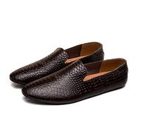 Men's Loafers Shoes Genuine Leather Tuxedo Toafers Faux Snake Print Rubber Sole Flat Heel Comfortable Flexible Outdoor Fashion Slip-ons(9 UK) Brown