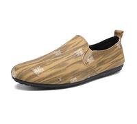 Men's Loafers Shoes Round Toe Faux Leather Loafer Shoes Comfortable Anti-Slip Flexible Fashion Classic Slip-ons(Khaki,7.5 UK)