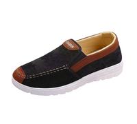 Mens Loafers Shoes, Slip On Flat Bottom Leather Shoes Classic Lightweight Loafers Shoe Jogging Athletic Sneakers Breathable Casual Walking Footwear Anti-Slip Comfortable Hiking Shoe Black