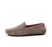 Men's Loafers Shoes Solid Color Round Toe Suede Vamp Moccasins Shoes Flexible Flat Heel Anti-Slip Fashion Prom Slip-ons(Khaki,7.5 UK)