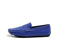 Men's Loafers Shoes Square Toe Vegan Leather Stone Pattern Penny Loafers Lightweight Resistant Flexible Party Slip On(Royal Blue,10 UK)