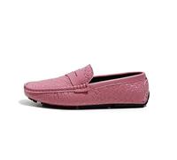 Men's Loafers Shoes Square Toe Vegan Leather Stone Pattern Penny Loafers Lightweight Resistant Flexible Party Slip On(Pink,5.5 UK)