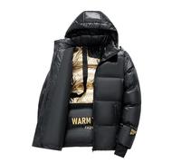 Men's Long Coat Canada Coat Mens Long 2025 Trendy Men's Black Winter Padded Jacket with Thick Hooded Outwear Mens Puffer Jacket with Hood (Black, XXL)