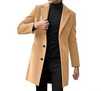 Men's Long Coats Wool Trench Coat Casual Lapel Single-Breasted Long Outerwear Winter Warm Jacket Slim-fit Version Long-Sleeved Retro Peacoat Thickened Overcoat Business Trench Coat