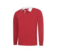Men's Long Full Sleeve Classic Rugby Shirt Plain Cotton Casual Sports Work TOP