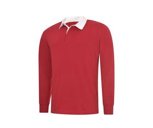 Men's Long Full Sleeve Classic Rugby Shirt Plain Cotton Casual Sports Work TOP