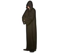 Mens Long Hooded Robe Fancy Dress (Black)(Size: One Size)