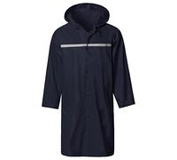 Mens Long Hooded Safety Rain Jacket Waterproof Emergency Raincoat Poncho, Navy, S