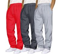 Men's Long, Jogging Bottoms, Men's Baggy Tracksuit Bottoms, 3-Piece Sports Trousers, Slim Fit, Casual Trousers, Straight Cut Work Trousers, Plain Fabric Trousers, Casual, Sporty Sweatpants, red, M