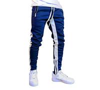 Men's Long, Jogging Bottoms, Men's Lightweight, Training Trousers with Stripes on the Sides, Sports Trousers, Elastic Waist Sweatpants, Classic Leisure Trousers, Outdoor Sports, Work Trousers, blue