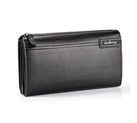 Mens Long Leather Wallet Clutch Large Business Handbag Phone Card Holder Gift for Men Dad Son Husband Boyfriend Y-Black Large Classic