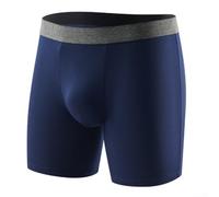 Men's Long Leg Underpants with Breathable Fabric and Pouch Support Sports Boxers Briefs for Active Use (XL Dark blue)