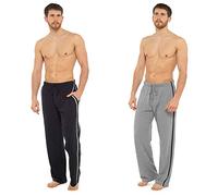Mens Long Lounge Wear Pants Nightwear (2 Pack) Pyjama Bottoms Sleepwear, M, 1 X Black, 1 X Grey