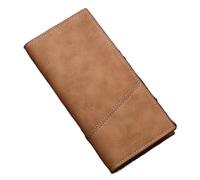 Men's Long Multifunctional Wallet with Patchwork Design Personalized Multiple Card Slots Portable(Brown)