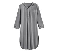 Men's Long Sleeve Abaya Robe Button up Kaftan Cotton Shirt Long Gown Side Split Kaftan Abaya Muslim Soft Plain Color Pajamas Comfort Home Casual Night Gown Loose Fit Islamic Robe Thobe Nightdress