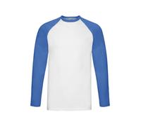 Mens Long Sleeve Baseball T Shirt Fruit of the Loom Contrast Raglan Cotton Top