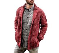 Men's Long Sleeve Cardigan Jacket Mens Knitted Cardigan Thick Sweater Button Down Cable Knitted Sweater Slim Fit Cable Knit Button Up Cotton Sweater with Pockets