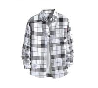 Men's Long Sleeve Casual Plaid Shirt Checked Tartan Button Down Shirts for Men Long Sleeve Button Down with Chest Pocket Casual Checked Shirt Jacket Casual Regular Fit Button Up (ZZZ2-Light Gray, XL)