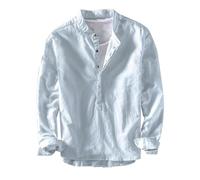 Men's Long Sleeve Casual Shirt Half Button Henley Shirts Cotton Linen Breathable Shirts Vintage Retro Holiday Shirts Casual Smart Tops Plain Workwear
