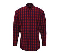Mens Long Sleeve Check Shirt 100% Cotton Poplin Office Work Casual Workwear Top