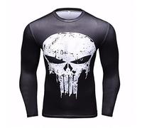 Men's Long Sleeve Compression T-Shirt - Rash Guard Sports Top Cool Dry Stretch Body Shaper Running Shirt Colourful Skull Printing Stretch Breathable Rash Guard for Running Cycling Hiking Training