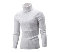 Men's Long-Sleeve Crewneck Jumper Sweaters Sleeve Men's Tops Autumn Casual Color Pullover Solid Winter Long Mens Blouse White