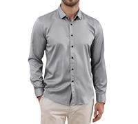 Mens Long Sleeve Dress Shirt Stretch Wrinkle Free Dress Formal Wedding Work Non Iron Shirt Casual Business Shirts Grey M