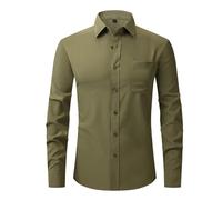 Men's Long Sleeve Dress Shirts Stain Shield Stretch Non Iron Business Casual Button Down Shirts Casual Business Party Dress Shirt with Chest Pocket Men Regular Fit Wedding Party Work Shirt Office