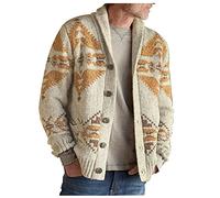 Men's Long-Sleeve Fleece Shawl-Collar Cardigan V Neck Button Down Cotton Knitwear Slim Fit Vintage Button Sweaters Thick Lapel Slim-Type Solid Color Sweater