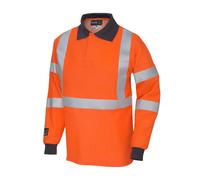 Men's Long Sleeve FR Arc Hi-Vis Polo Shirt Orange Pegdev Orange S