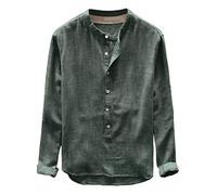 Mens Long Sleeve Henley Shirts Oversized Shirt Men Stylish Deer Men's Slim Fit Gym Pearl Snap for Casual Vintage Dress Green